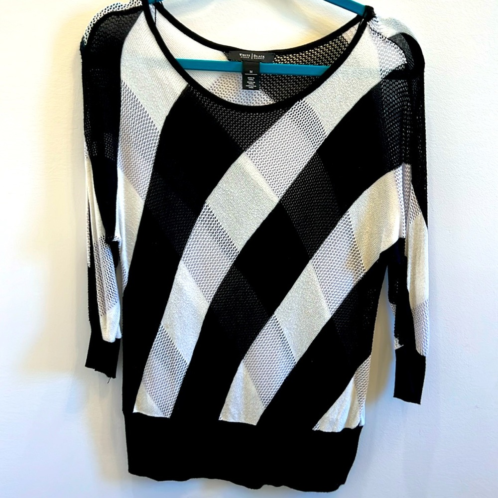 Black and white checkered knit top